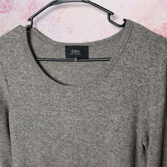 Anthropologie COA Brushed Fleece Asymmetrical Tunic in Gray Confetti sz XS - Picture 5 of 9